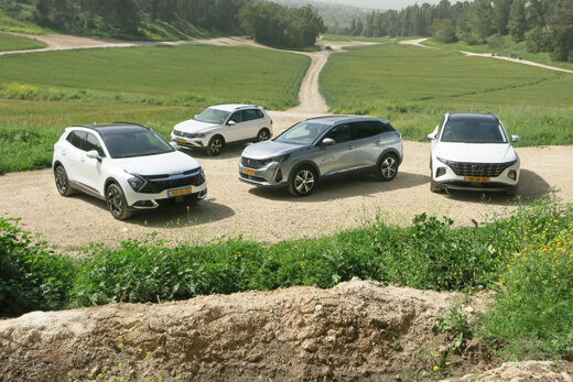 קיה ספורטז', יונדאי טוסון, פיג'ו 3008 ופולקסווגן טיגואן קיה ספורטז', יונדאי טוסון, פיג'ו 3008 ופולקסווגן טיגואן